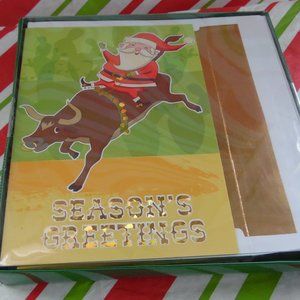Christmas Cards Bull Riding Santa!!